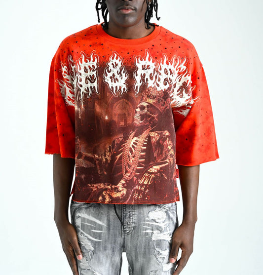 TAKER MEN'S RISE & REIGN CROPPED T-SHIRT RED