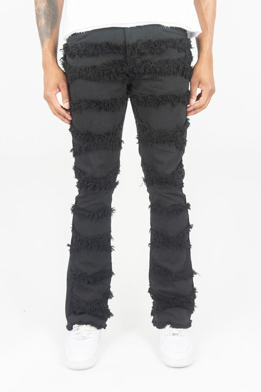 ROAR MEN'S X-FRAYED TWILL PANTS JET BLACK 4163-441