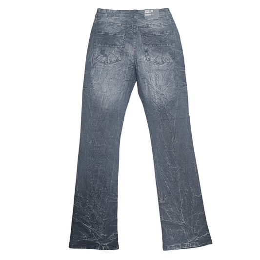 M SOCIETY MENS FLARE STACKED FIT DENIM PANTS BLACK MS80364