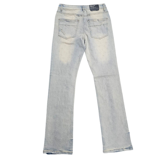 M SOCIETY MENS FLARE STACKED FIT DENIM PANTS TINT BLUE MS80364
