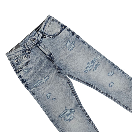 M SOCIETY MEN'S ATHLETIC JEANS ICE BLUE MS-80410