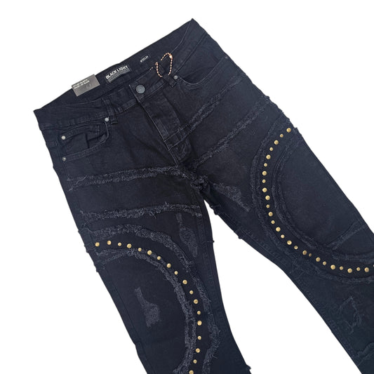 BLACK LIGHT MEN'S FLARE JEANS WITH STUDS 80510