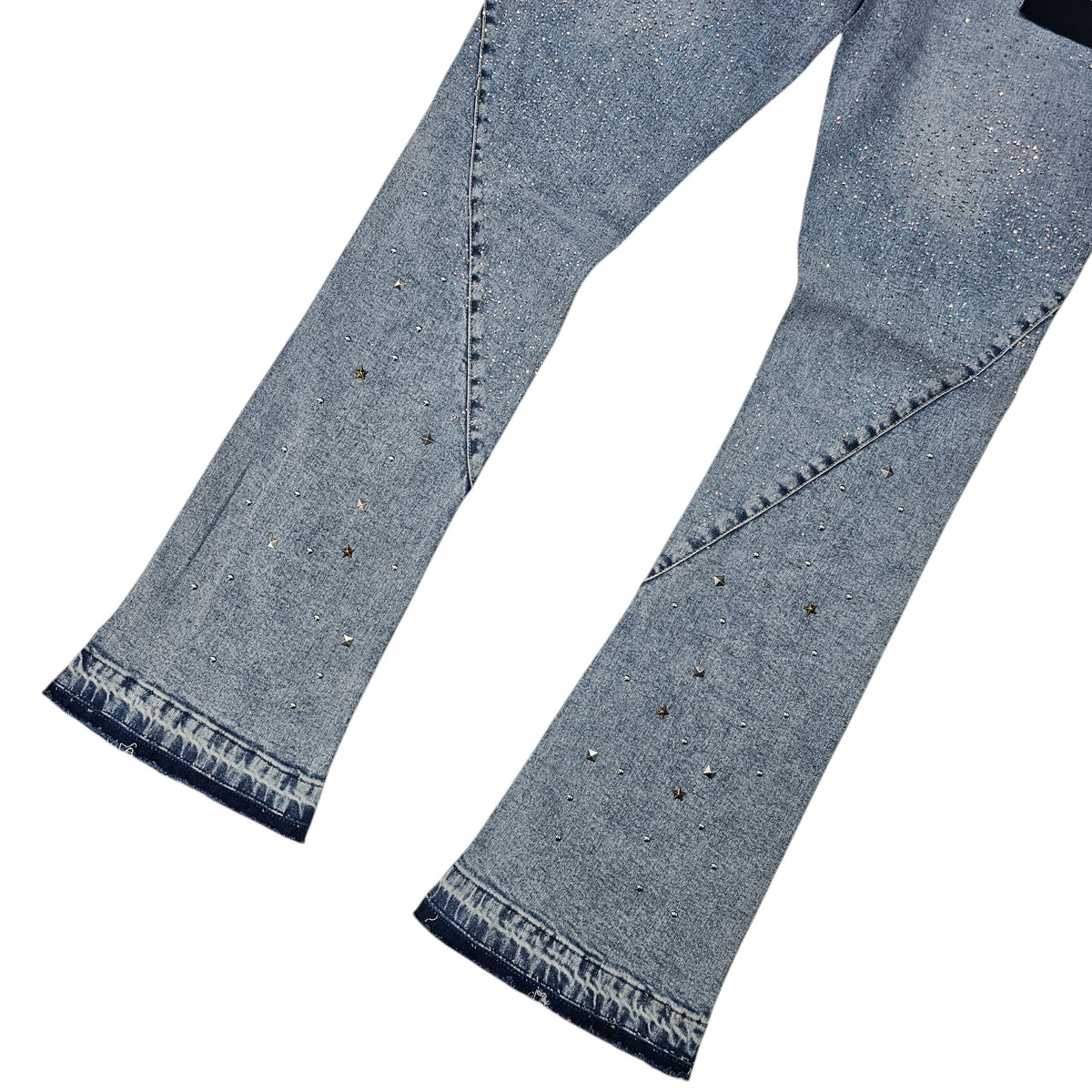 BLACK LIGHT MEN'S FLARE JEANS WITH RHINESTONES 80511