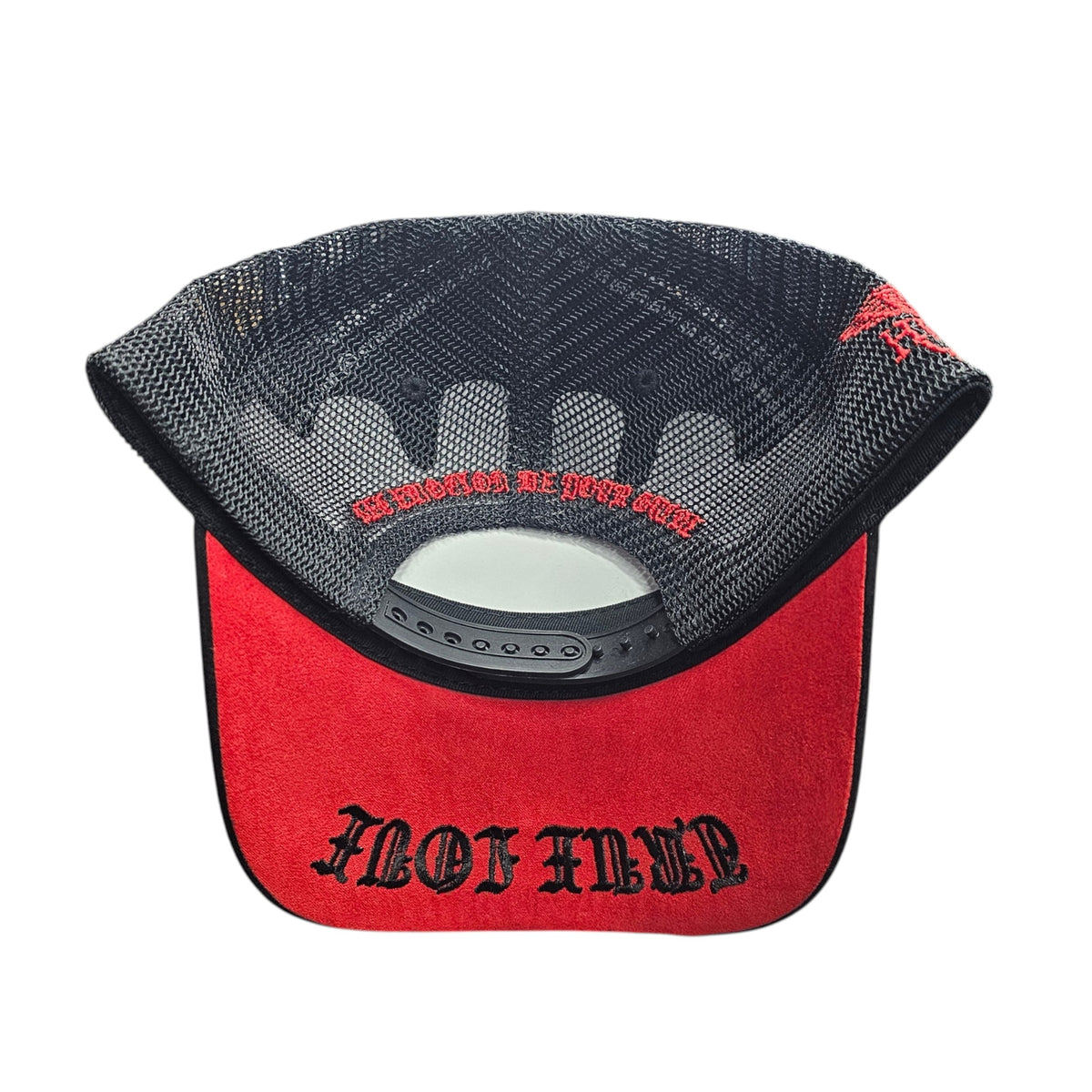 HUDSON PARADISE 777 TRUCKER HAT WITH RHINESTONES BLACK/RED