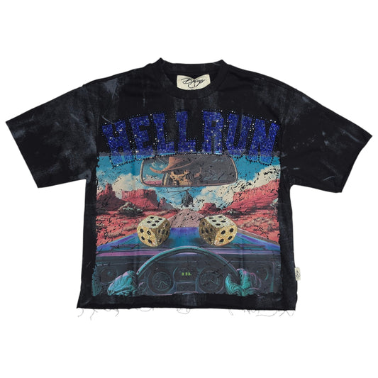BKYS MEN'S HELL RUN CROPPED TSHIRT BLACK