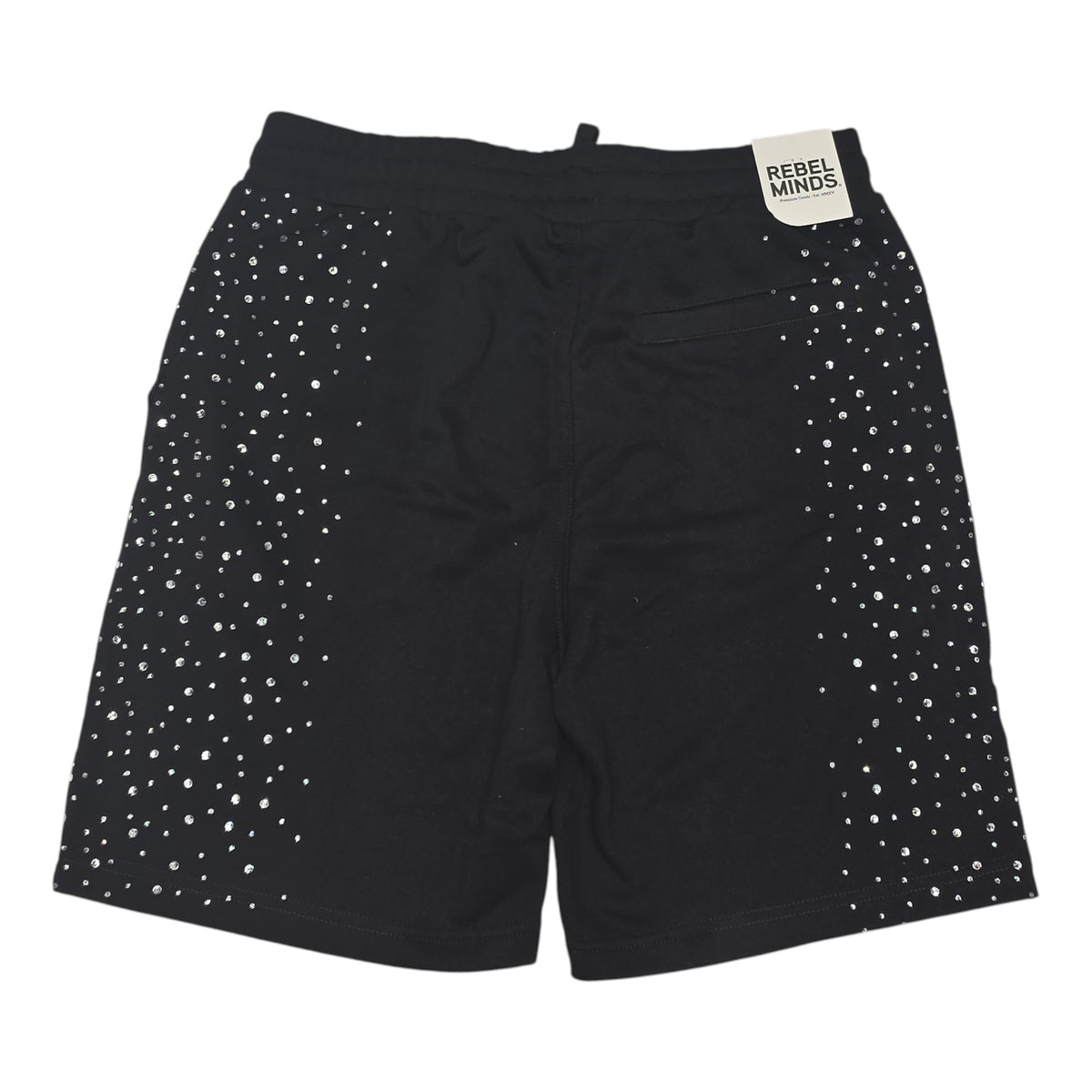 REBEL MINDS MEN'S SHORTS WITH RHINESTONES GALAXY BLACK