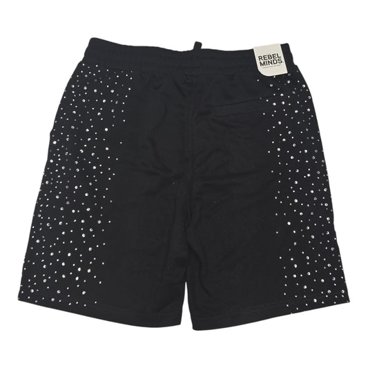 REBEL MINDS MEN'S SHORTS WITH RHINESTONES GALAXY BLACK