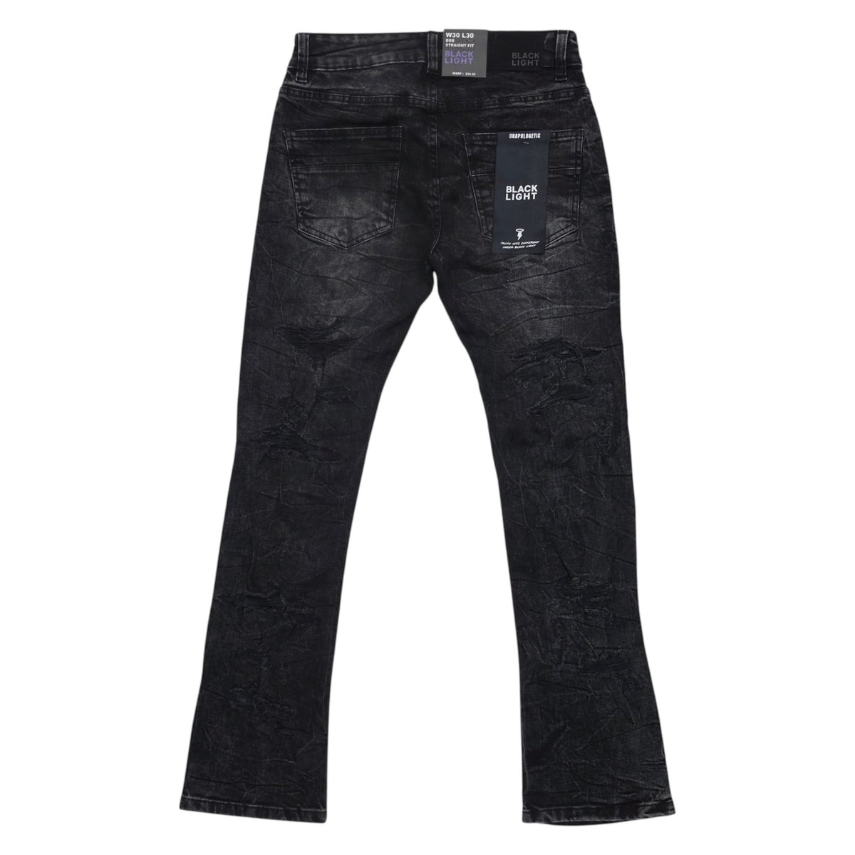 BLACK LIGHT MEN'S DENIM JEANS WITH STUDS BLACK