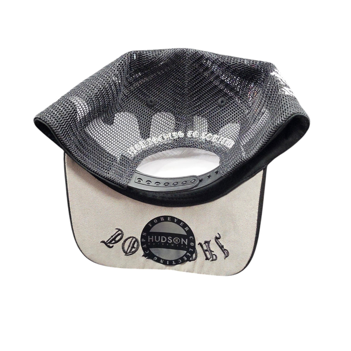 HUDSON SUEDE 777 TRUCKER HAT WITH RHINESTONES BLACK/WHITE