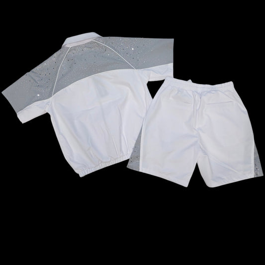 KINDRED MEN'S RHINESTONE NYLON SHORT SET STONE WHITE/WOLF 2236S