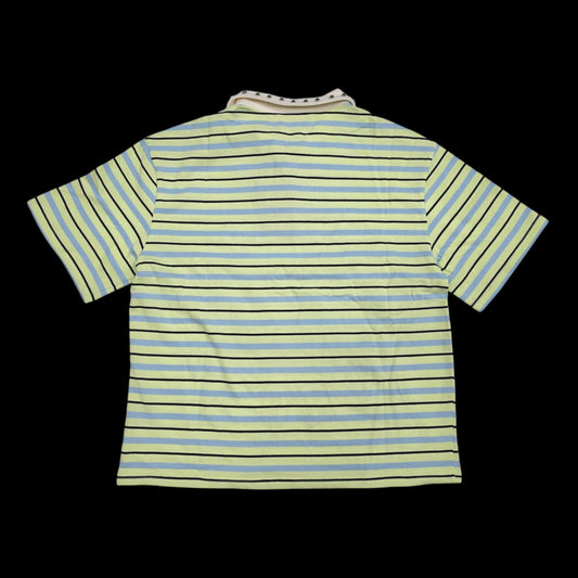 MAJESTIK MEN'S RHINESTONE STRIPED POLO SHIRT GREEN