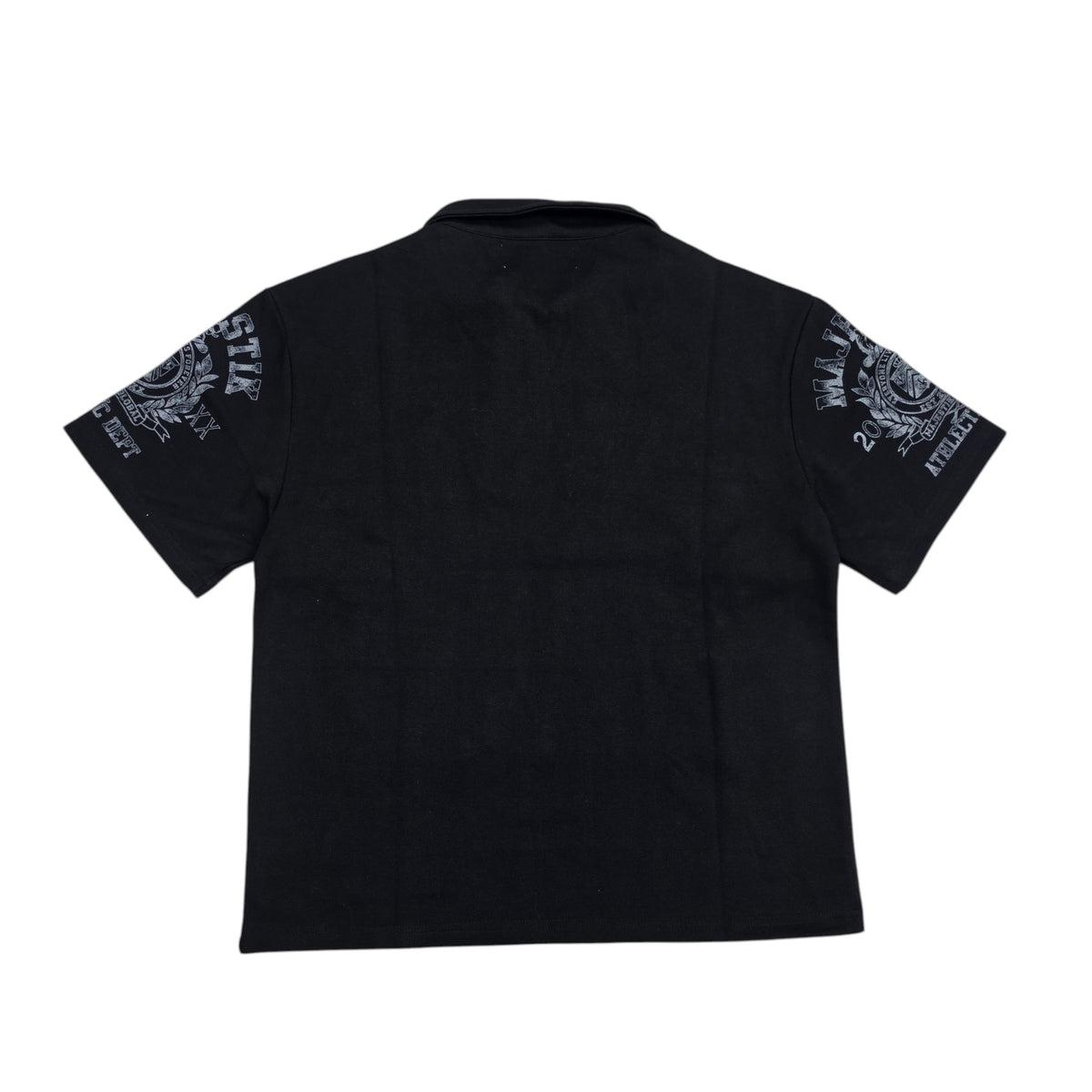 MAJESTIK MEN'S RHINESTONE GRAPHIC ZIP POLO SHIRT