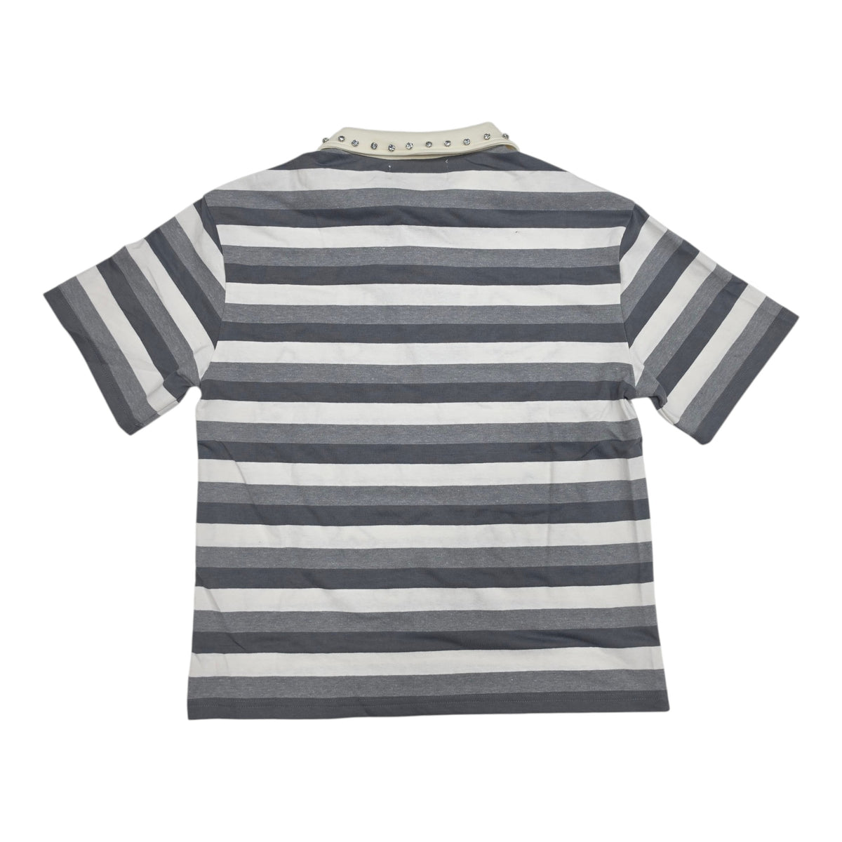 MAJESTIK MEN'S RHINESTONE STRIPED POLO SHIRT GREY