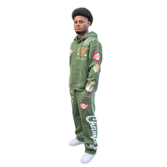 COPPER RIVET MEN’S CHAMPIONS ZIP-UP SWEATSUIT GREEN