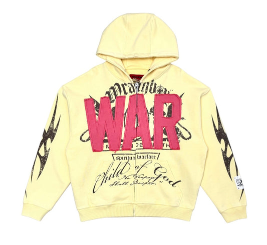 WRATHBOY MEN’S HARD TO KILL GRAPHIC ZIP-UP HOODIE YELLOW