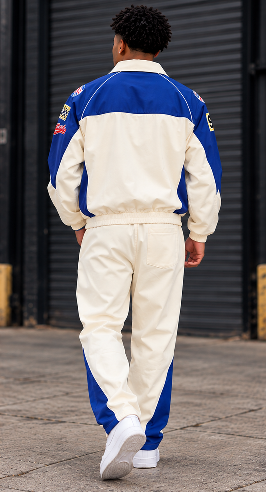 KINDRED MEN’S PATCHED STREET TRACKSUIT CREAM/ROYAL BLUE