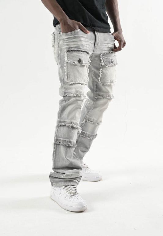 SPARK MEN'S STCKED JEANS MULTI POCKETS S3020P GRAY