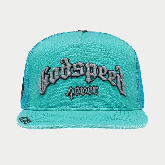 GODSPEED FOREVER TRUCKER HAT TEAL WASHED