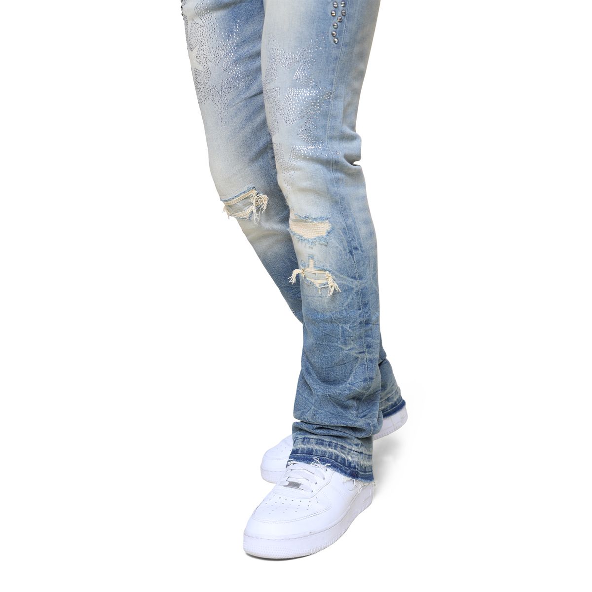 SMOKE RISE STAR RHINESTONE STACKED JEANS 25630
