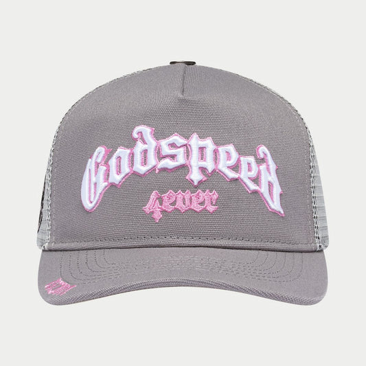 GODSPEED FOREVER TRUCKER HAT GREY/PINK