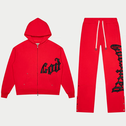GODSPEED OG LOGO SWEATSUIT V2 RED/PLAID