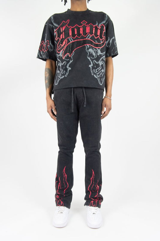 REBEL MINDS SAINT STACKED PANTS & T-SHIRT