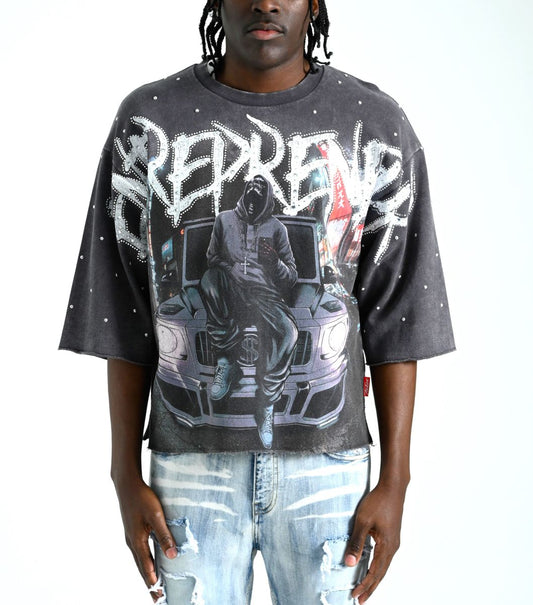 TAKER MEN'S "ENTREPRENEUR" CROPPED T-SHIRT GRAY