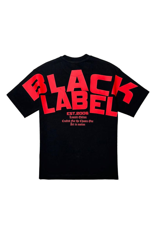 BLACK LABEL OVER PRINT T-SHIRT BLACK/RED