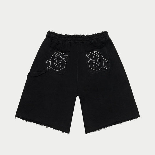 GODSPEED DISTRESSED CARPENTER SHORTS JET BLACK