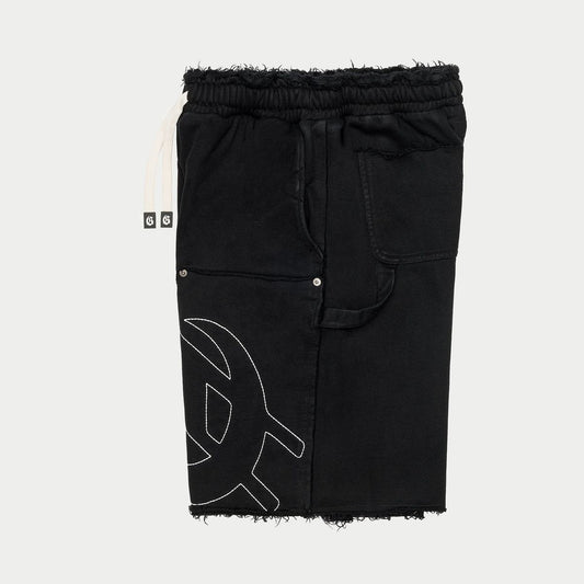 GODSPEED CARPENTER DISTRESSED SHORTS BLACK