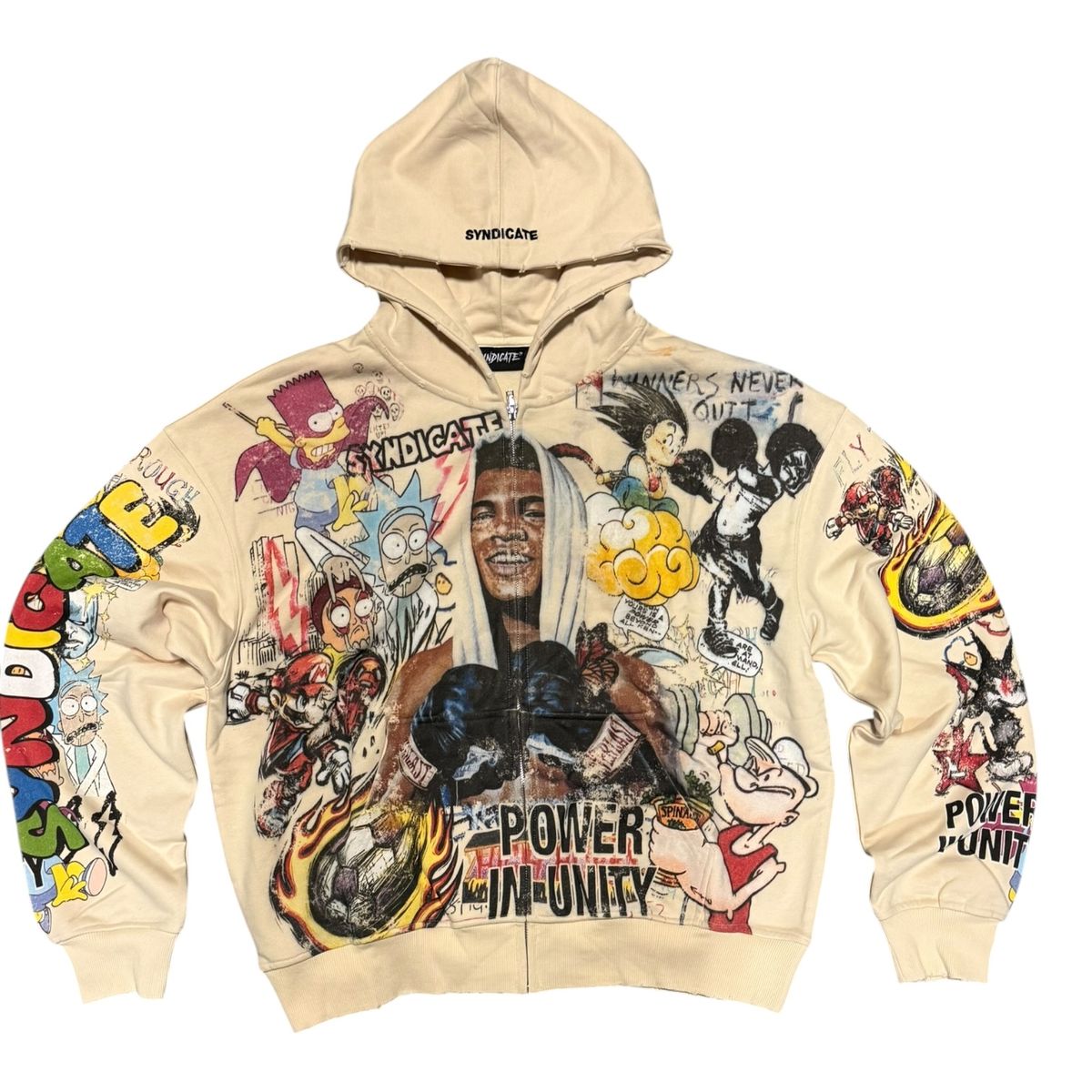 SYNDICATE UNITY GRAPHIC ZIP-UP HOODIE CREAM