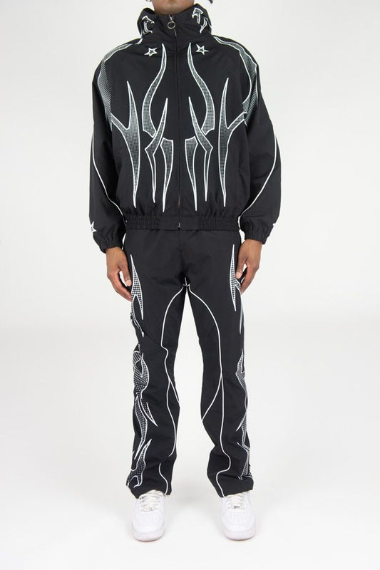 REBEL MEN’S TRIBAL GRAPHIC WINDBREAKER SET BLACK