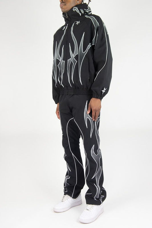REBEL MEN’S TRIBAL GRAPHIC WINDBREAKER SET BLACK