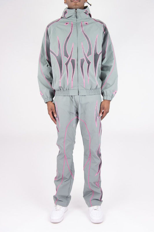 REBEL MEN’S TRIBAL GRAPHIC WINDBREAKER SET GREY