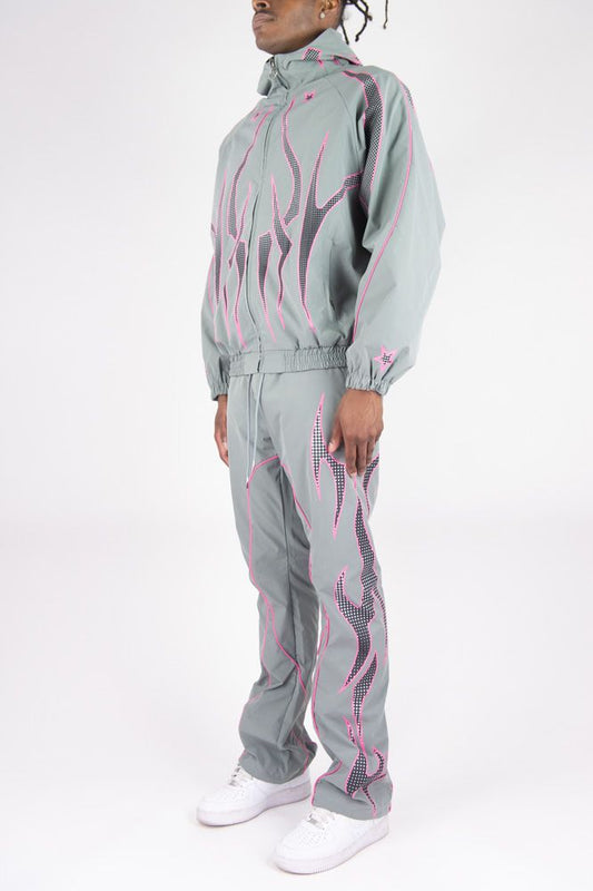 REBEL MEN’S TRIBAL GRAPHIC WINDBREAKER SET GREY