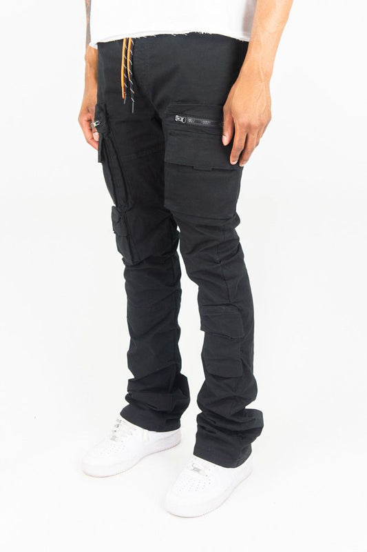 ROAR MEN'S FINE TWILL CARGO PANTS BLACK 4163-432