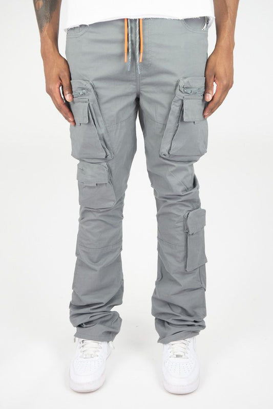 ROAR MEN'S FINE TWILL CARGO PANTS GREY 4163-432