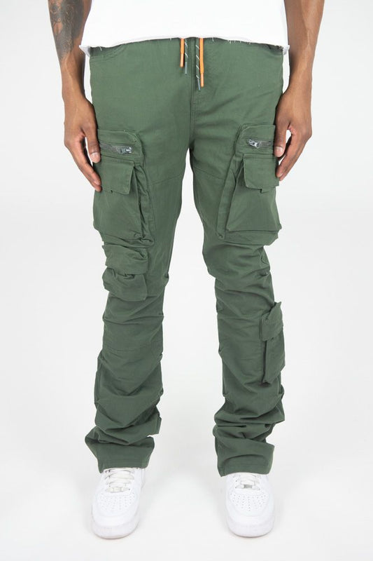 ROAR MEN'S FINE TWILL CARGO PANTS OLIVE 4163-432