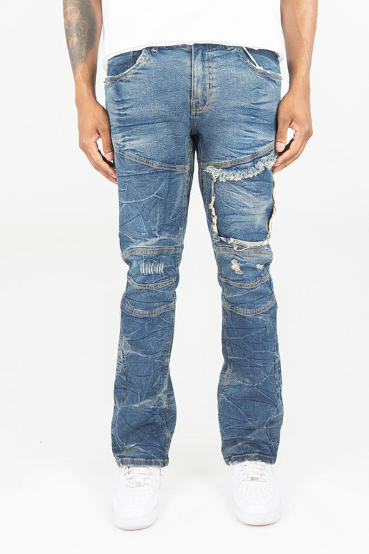 ROAR MEN'S WASHED STACKED DENIM JEANS DARK VINTAGE 4163-442