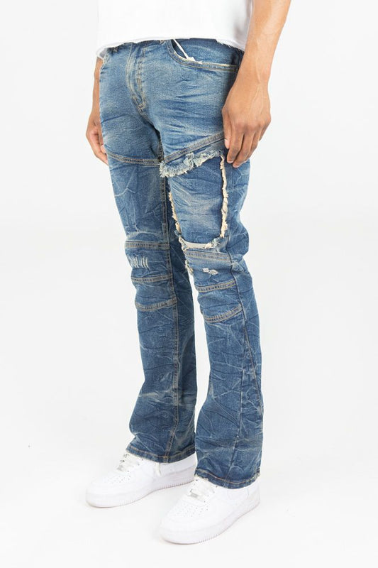 ROAR MEN'S WASHED STACKED DENIM JEANS DARK VINTAGE 4163-442