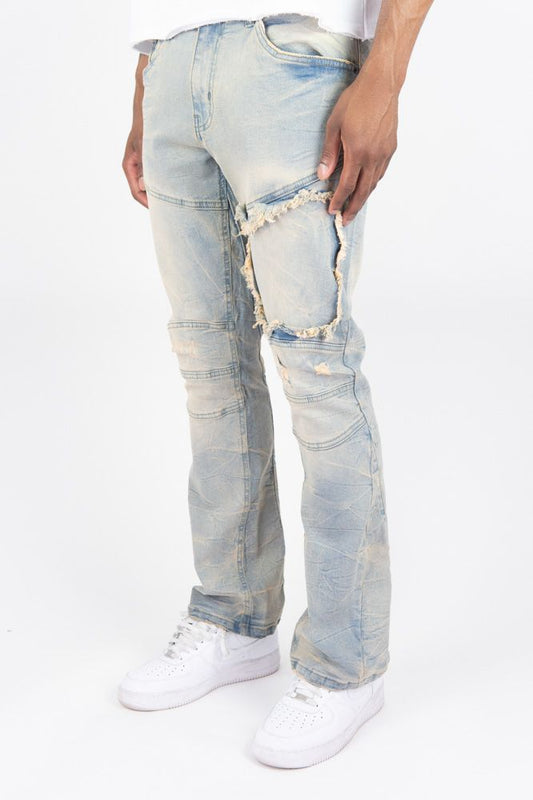 ROAR MEN'S WASHED STACKED DENIM JEANS LIGHT VINTAGE 4163-442