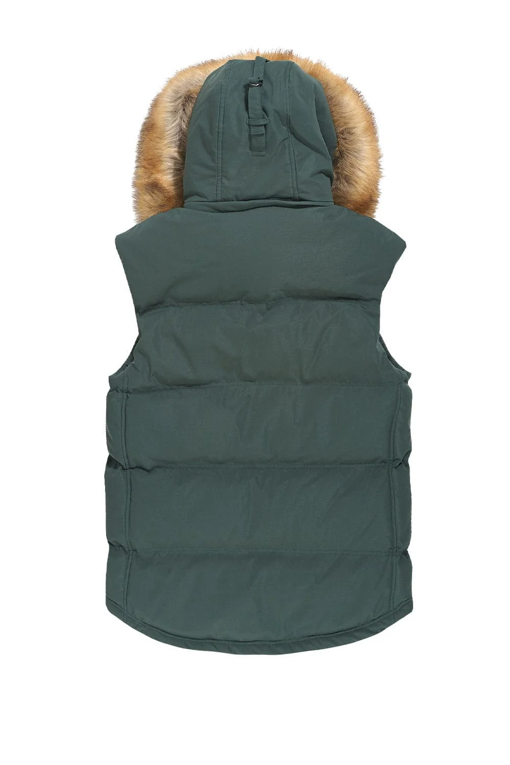 YUKON FUR LINED PUFFER VEST DARK OLIVE ROS 3 CLOTHING CO