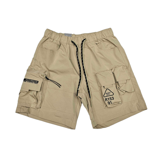 Utility Windbreaker Cargo Shorts Khaki