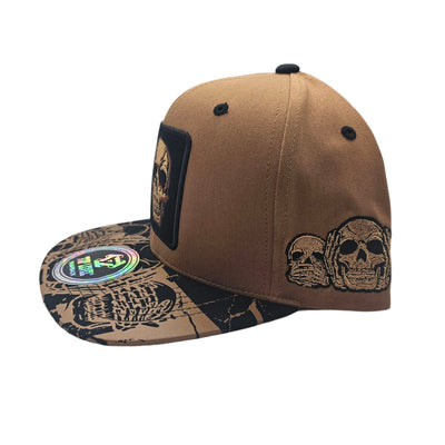 TOP LEVEL SKULL SNAPBACK HAT BROWN