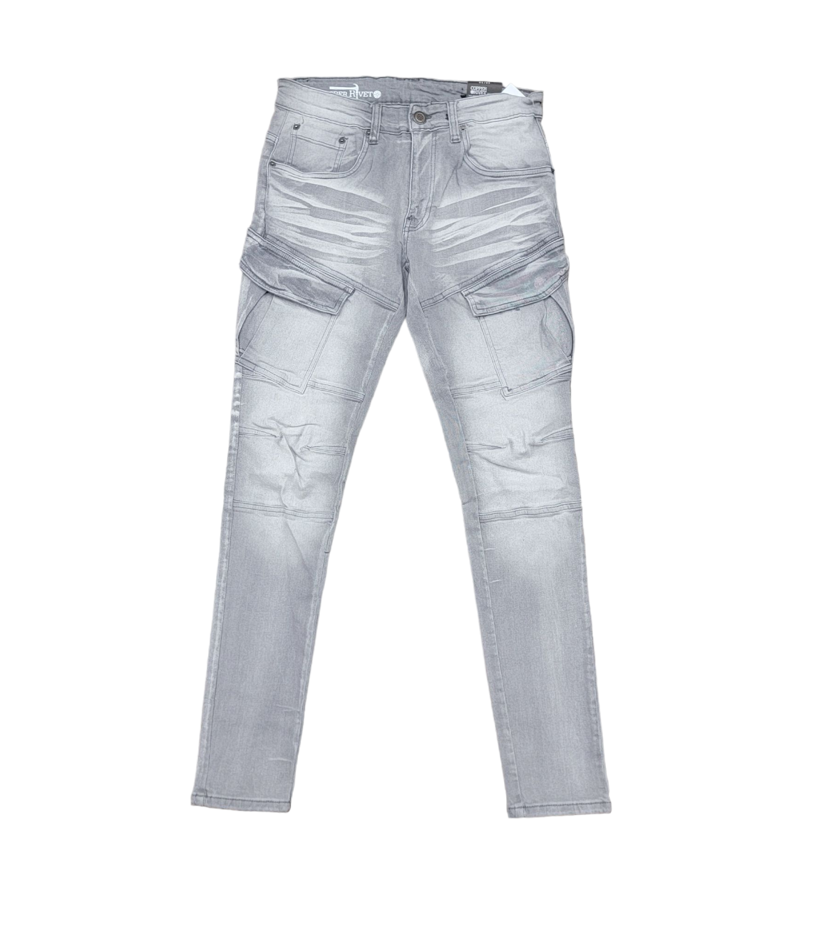 Copper Rivet Side Pocket Jeans Grey