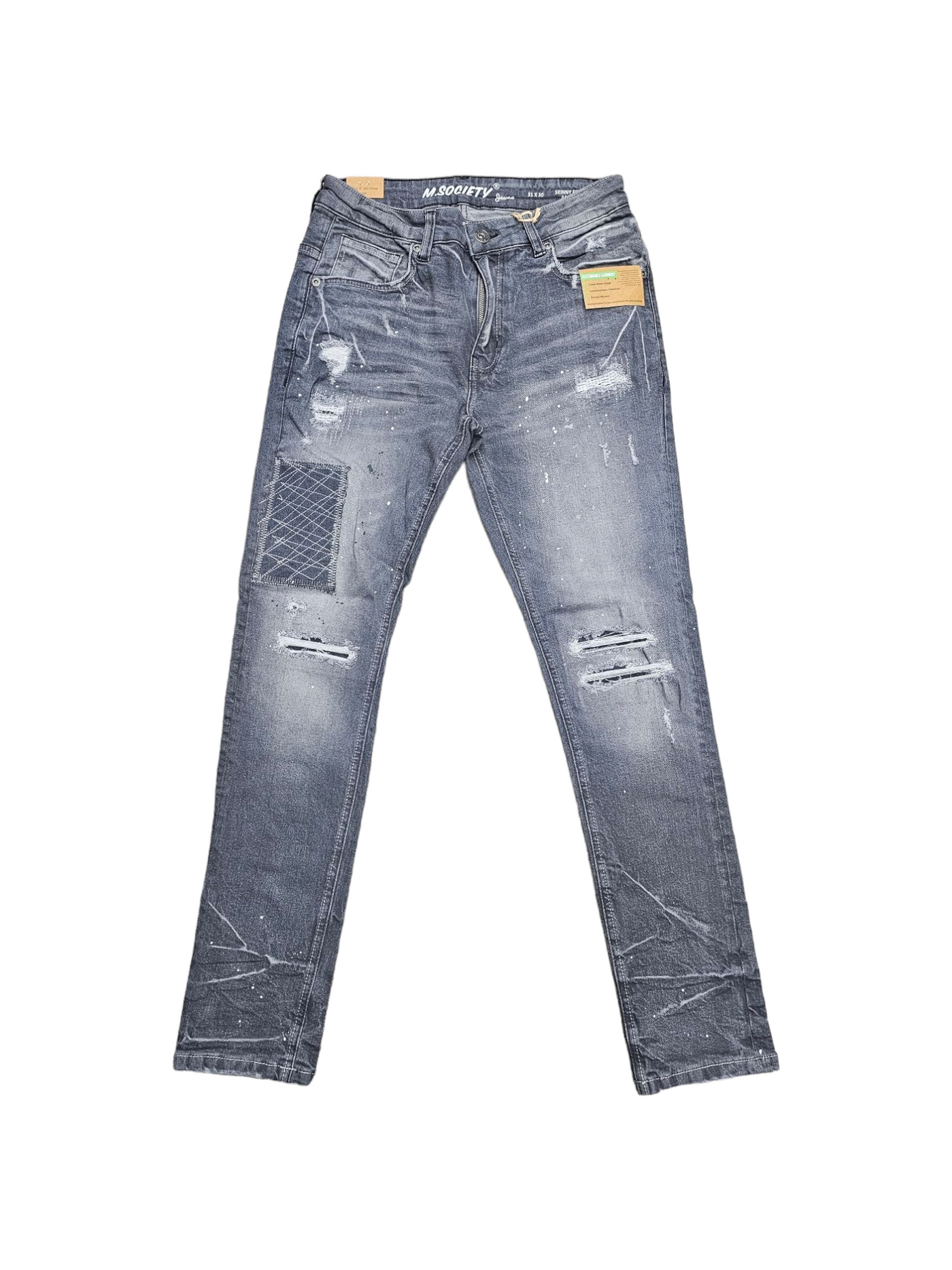 M. Society Men's Stretched Denim Jeans Grey MS-80309