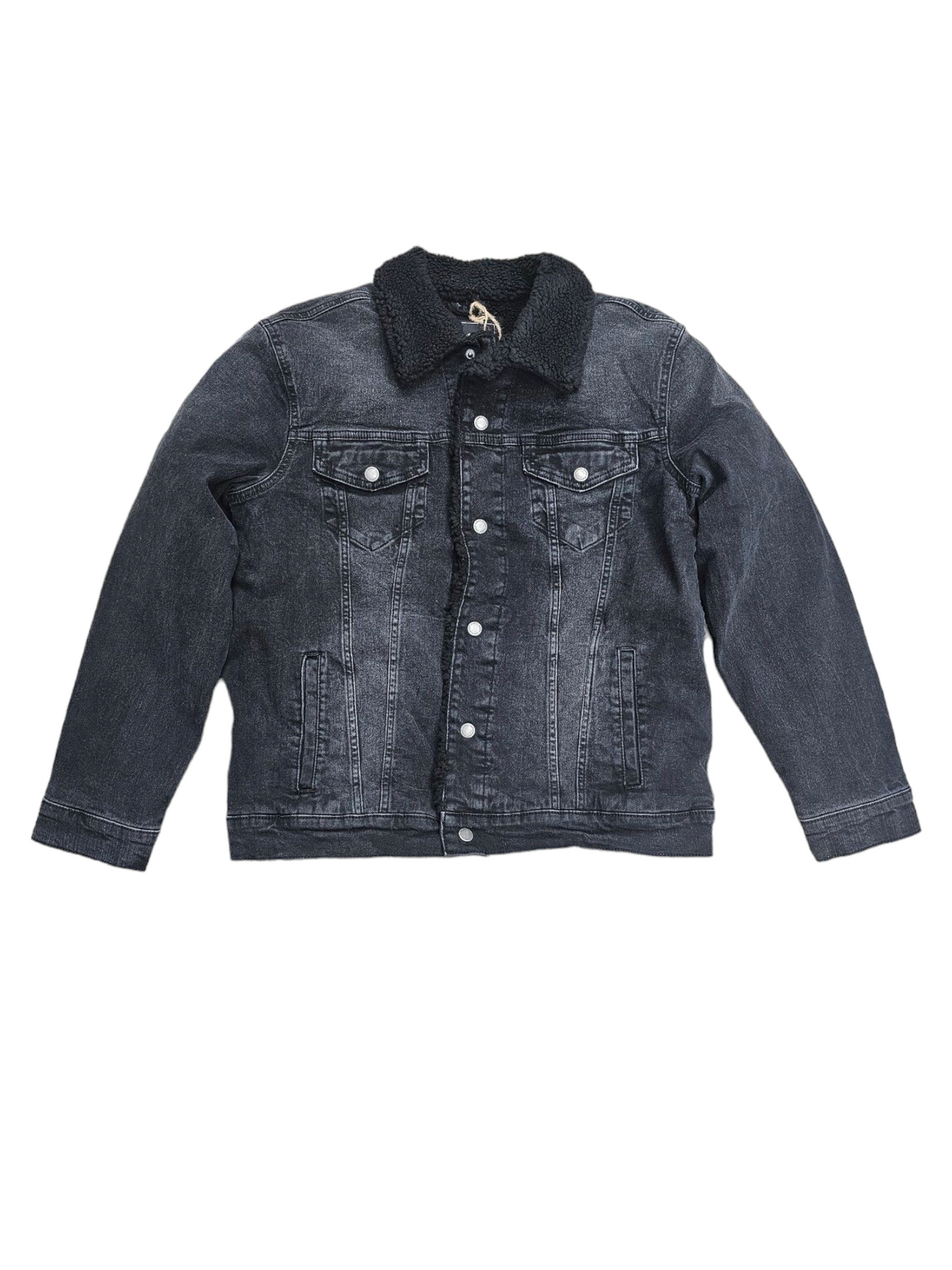Men's Denim Jacket With Sherpa Linning Black MS-23087