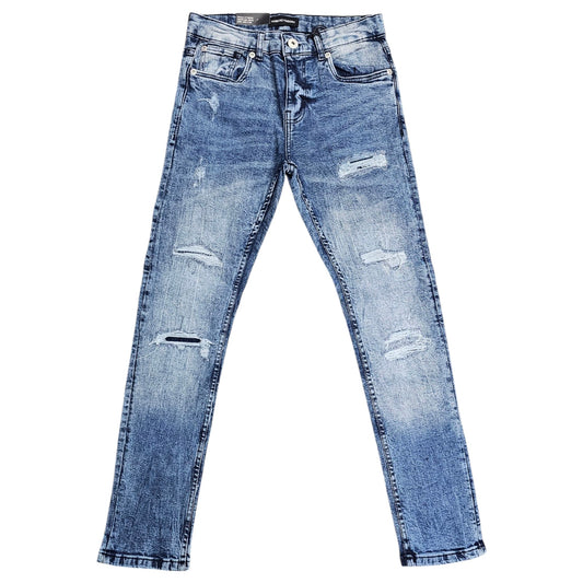 THREAD THEORY MENS SKINNY FIT JEANS MED BLUE TT-50104