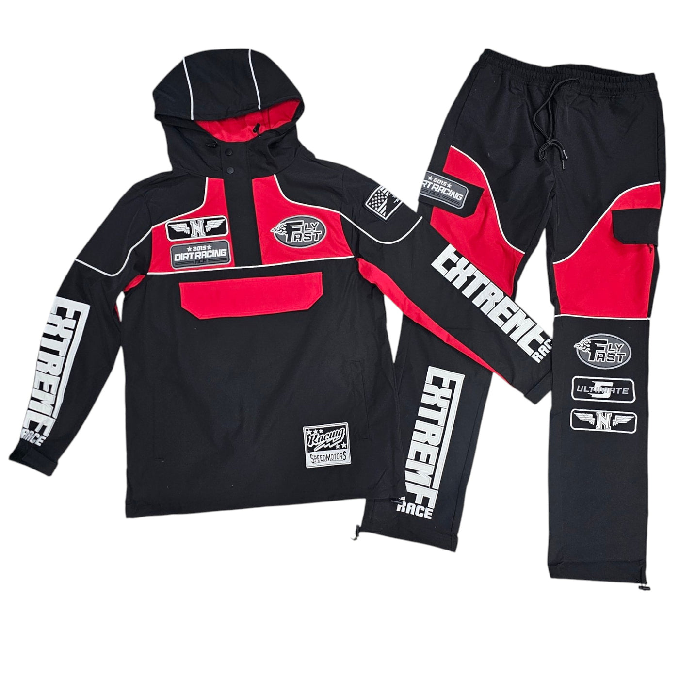 REBEL RACING ANORAK PULLOVER SET BLACK & RED