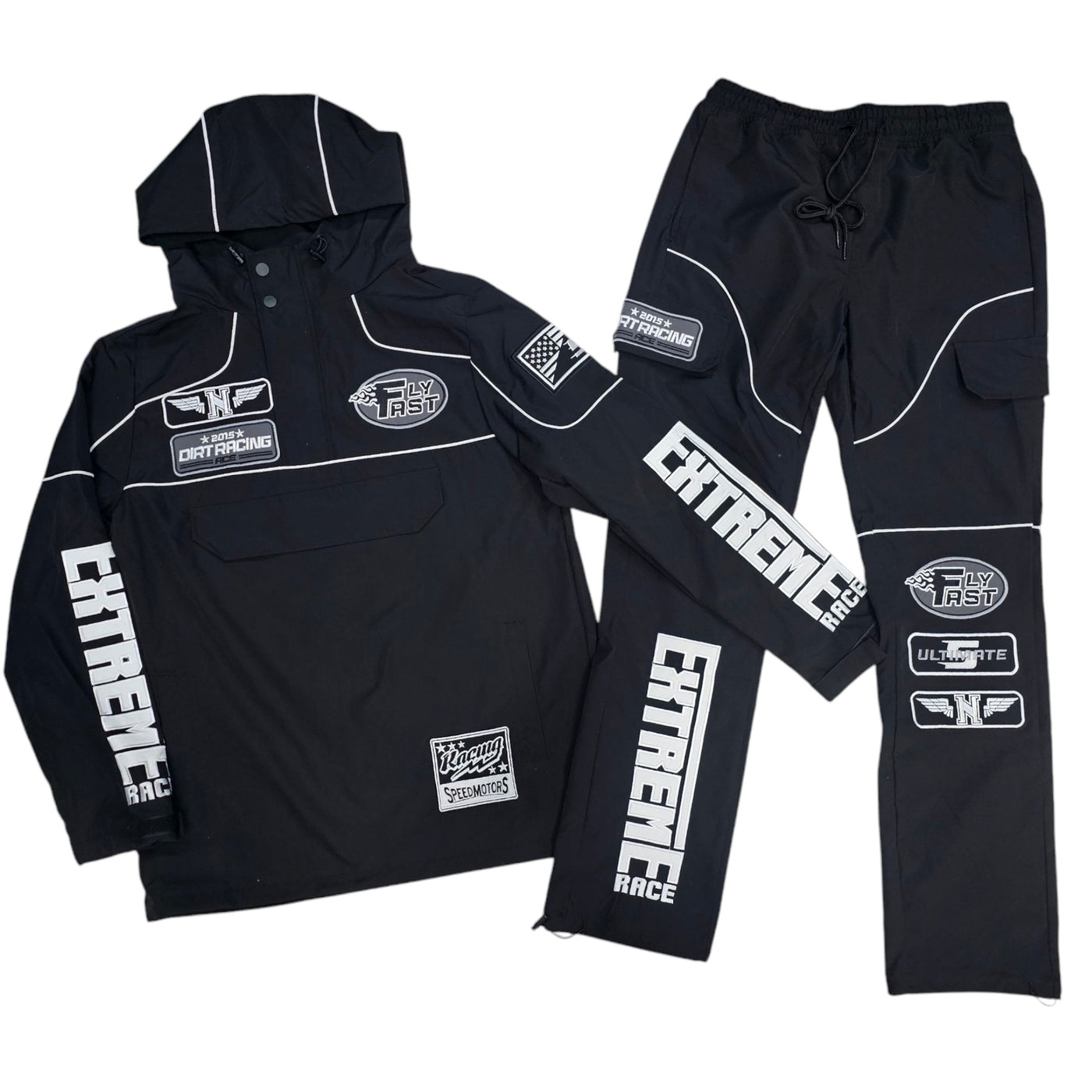 REBEL RACING ANORAK PULLOVER SET BLACK